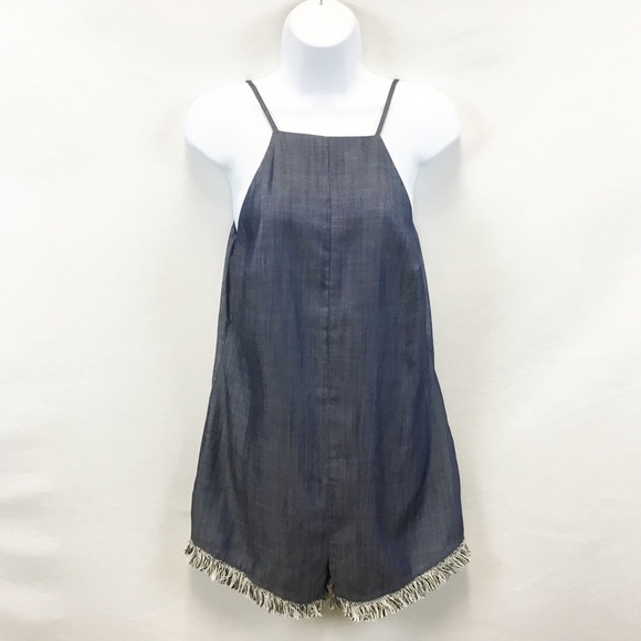Line + Dot Lennon Chambray Romper - Picture 1 of 11